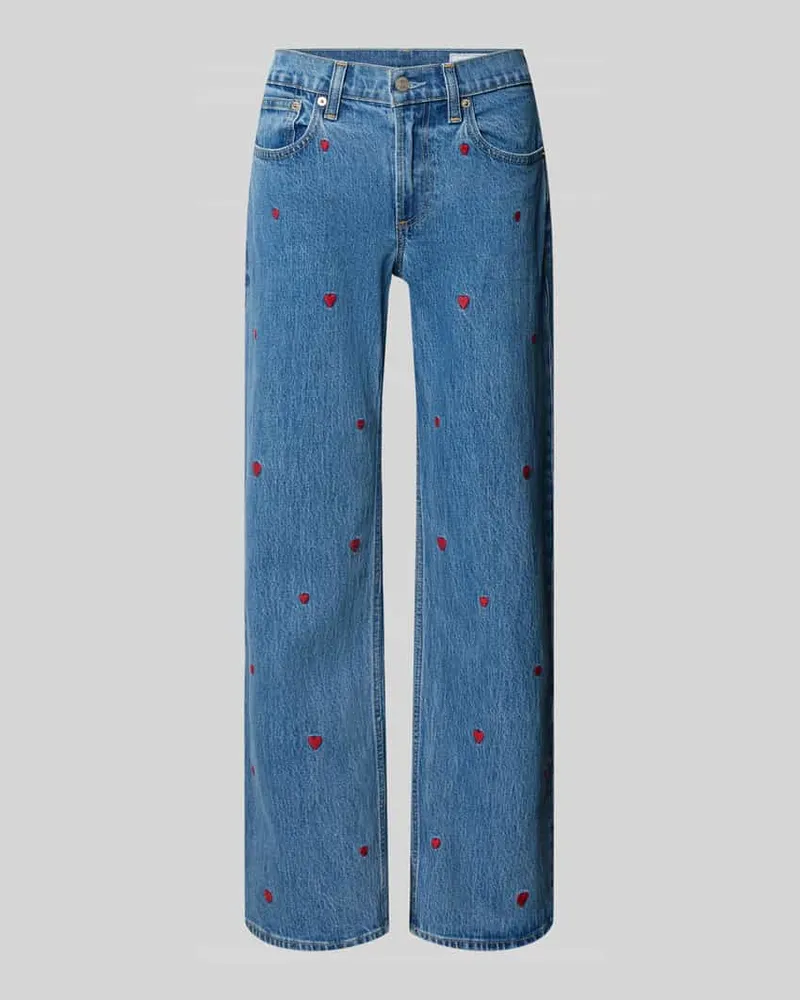 GAP Relaxed Straight Fit Jeans mit Stickerei Jeansblau