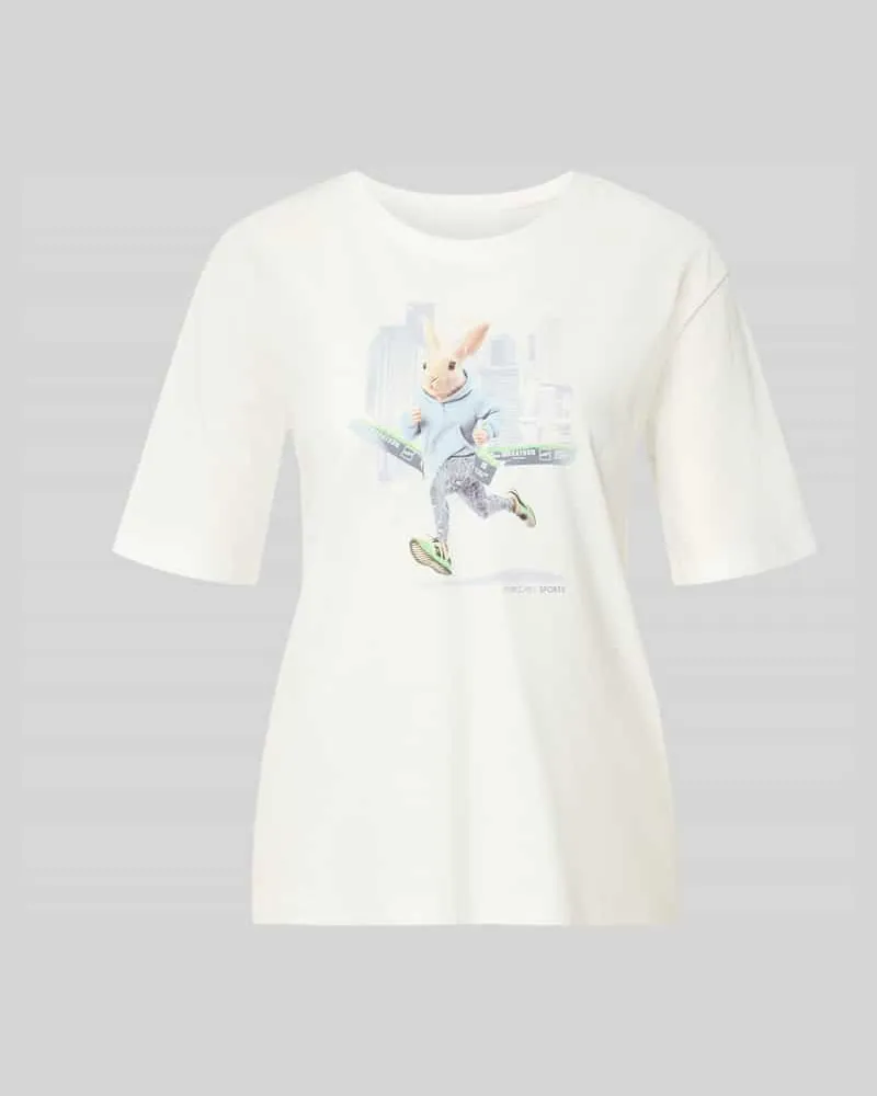 Marc Cain T-Shirt mit Motiv-Print Weiss
