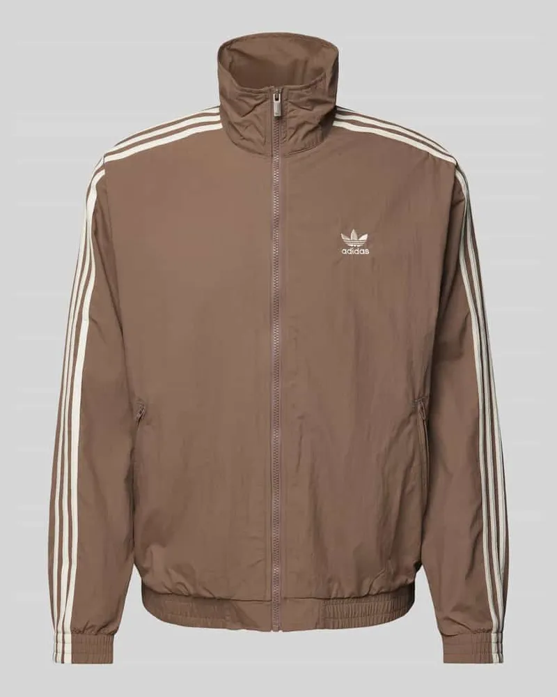 adidas Trainingsjacke mit Label-Stitching Dunkelbraun