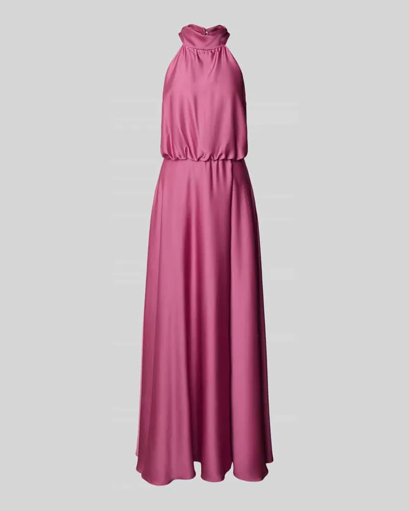 Swing Abendkleid in Wickel-Optik mit Stehkragen Pink