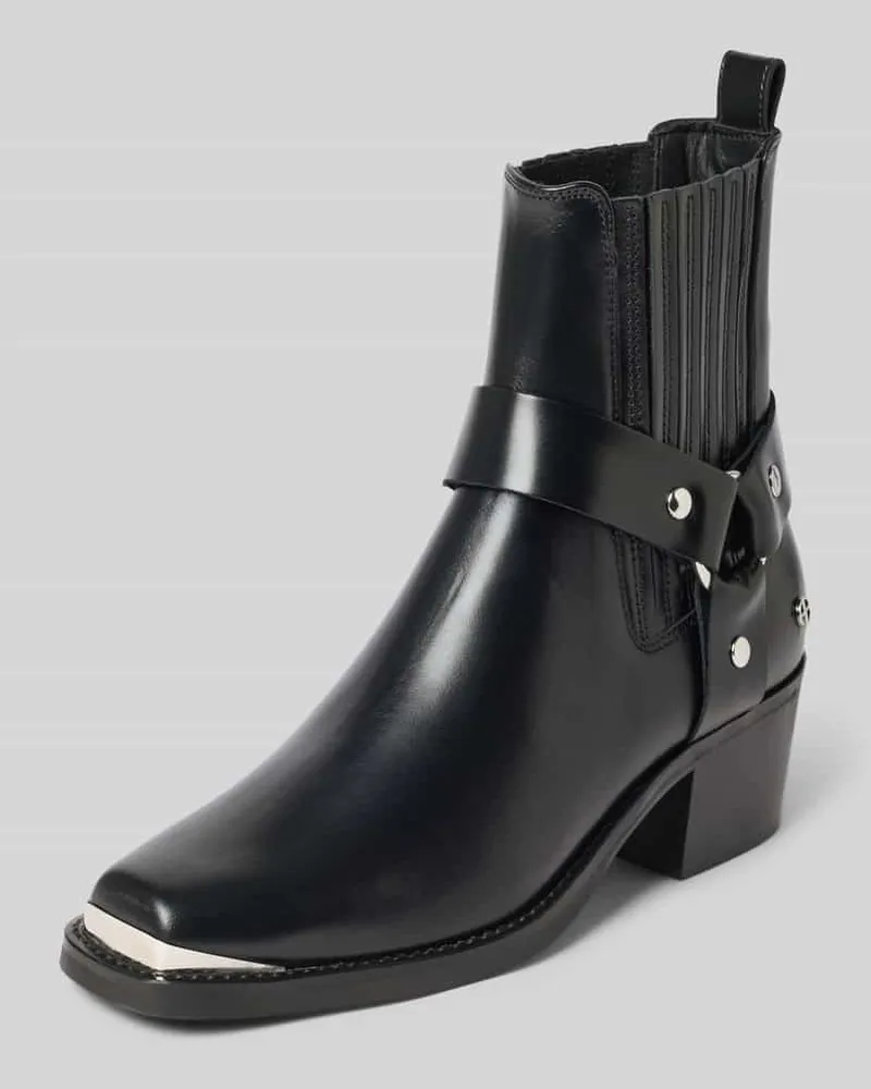 Anine Bing Boots aus Rindsnappa mit Metallspitze Black