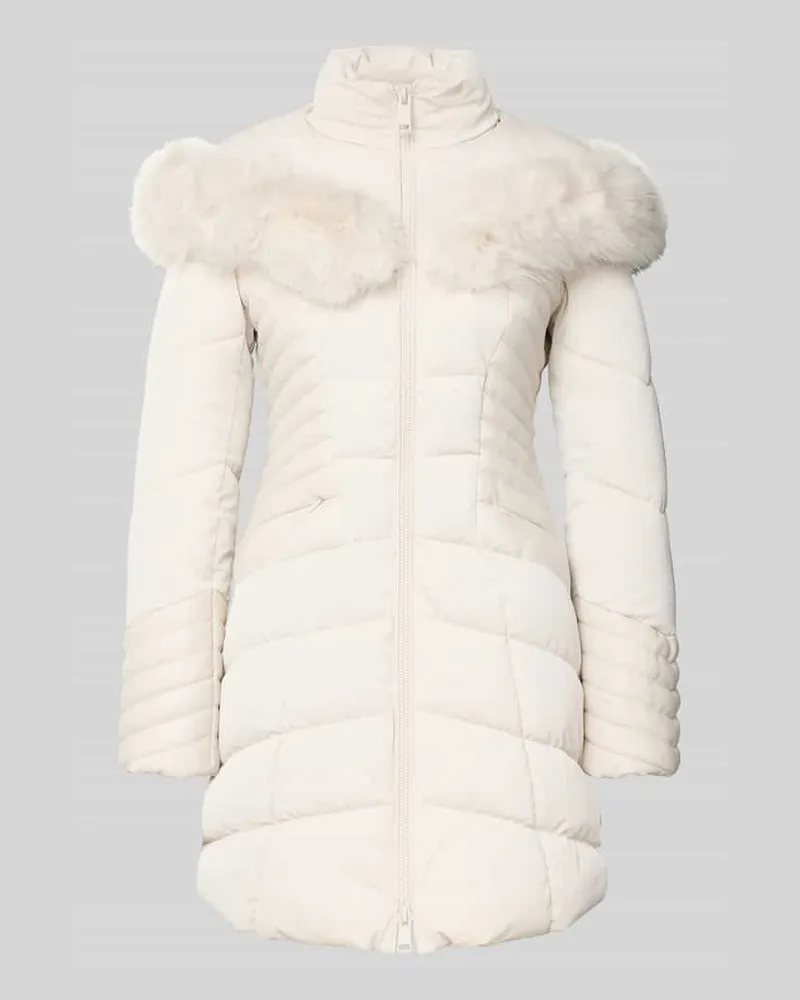 Guess Regular Fit Steppmantel mit Zweiwege-Reißverschluss Modell 'Oxana Ecru