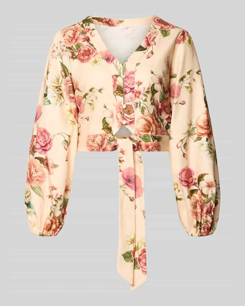 Guess Cropped Bluse aus Leinen-Viskose-Mix Modell 'SHIRLEY Rosa