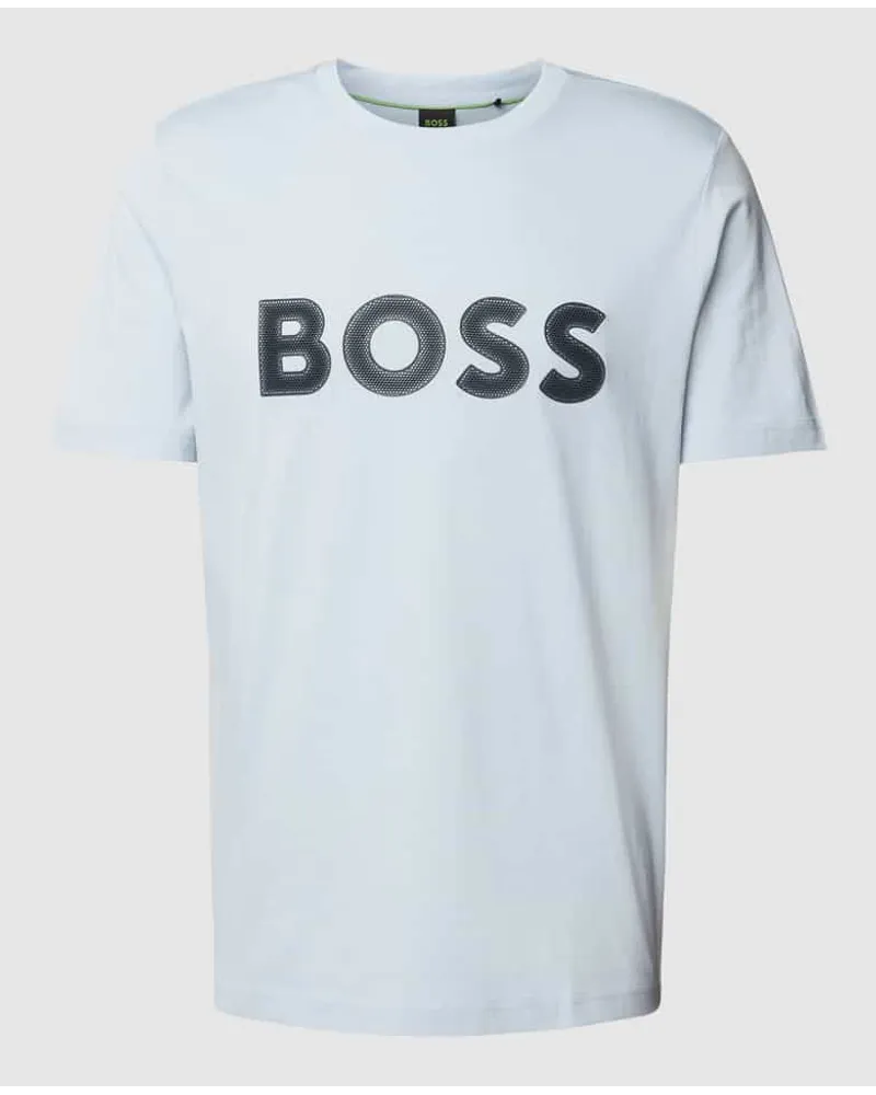 HUGO BOSS T-Shirt mit Label-Print Rauchblau