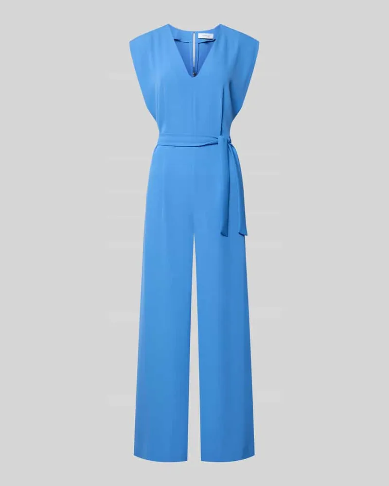 COMMA Jumpsuit mit V-Ausschnitt und Bindegürtel Royal