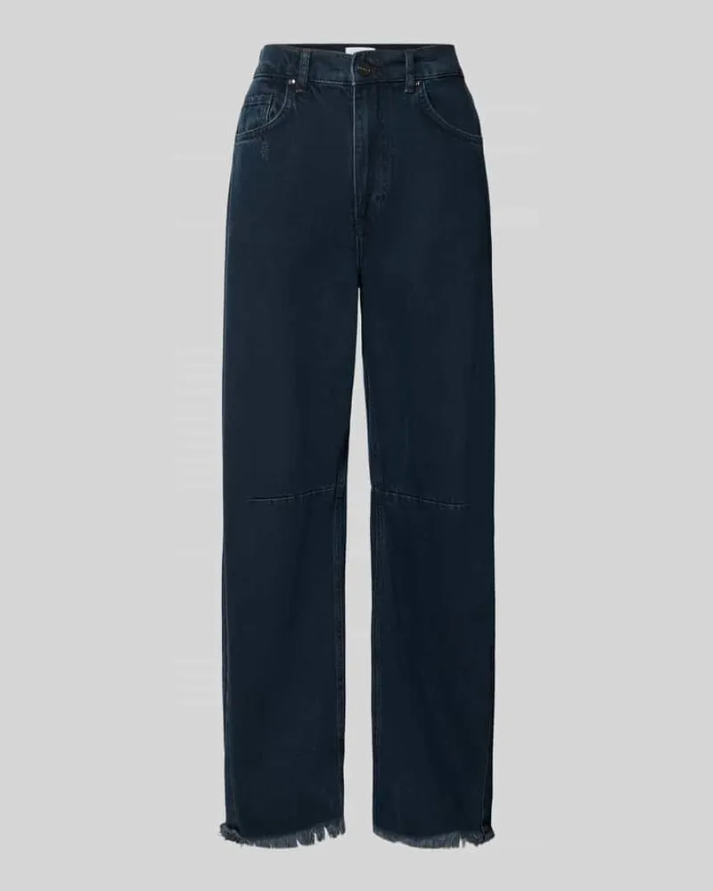 Rich&Royal Wide Fit Jeans mit Lyocell-Anteil mit Fransenabschluss Black