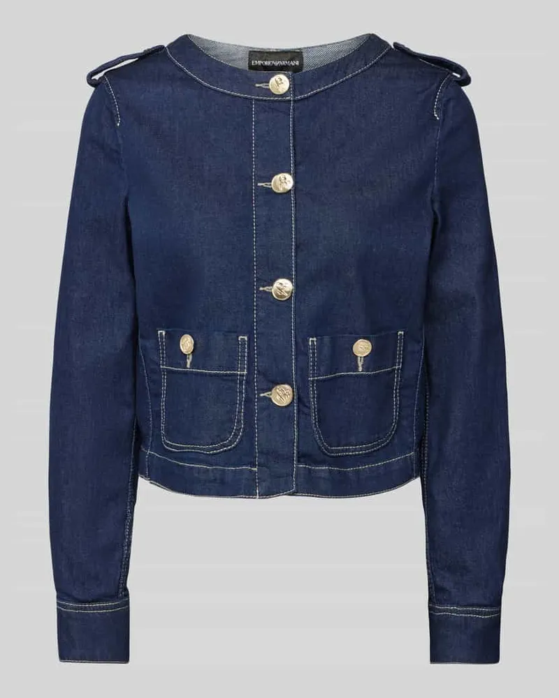 Emporio Armani Cropped Jeansjacke mit Knopfleiste Jeansblau