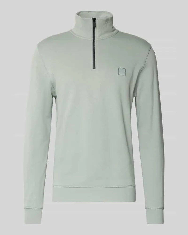 HUGO BOSS Regular Fit Sweatshirt aus reiner Baumwolle Mint