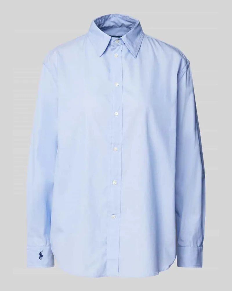 Ralph Lauren Oversize Fit Hemdbluse mit Kentkragen Blau