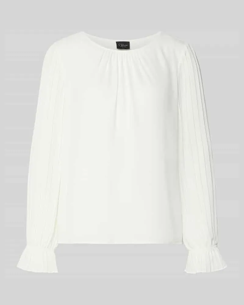 S.Oliver Regular Fit Langarmbluse mit Volantärmeln Offwhite