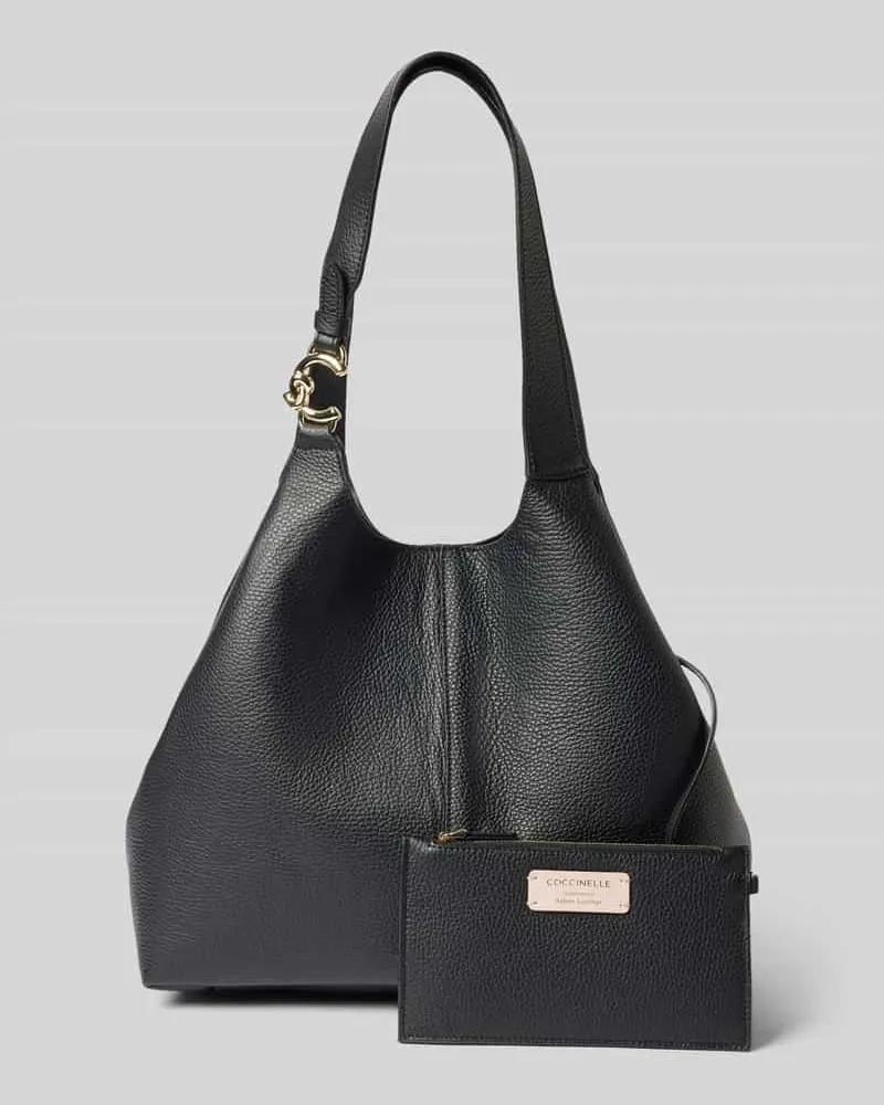 Coccinelle Handtasche aus Leder mit Label-Applikation Black