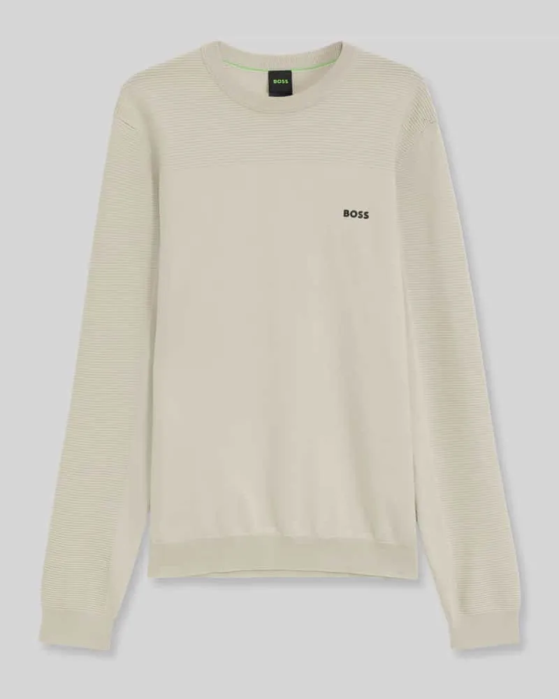 HUGO BOSS Pullover mit Logo-Schriftzug KN_Momentum-X CN Sand