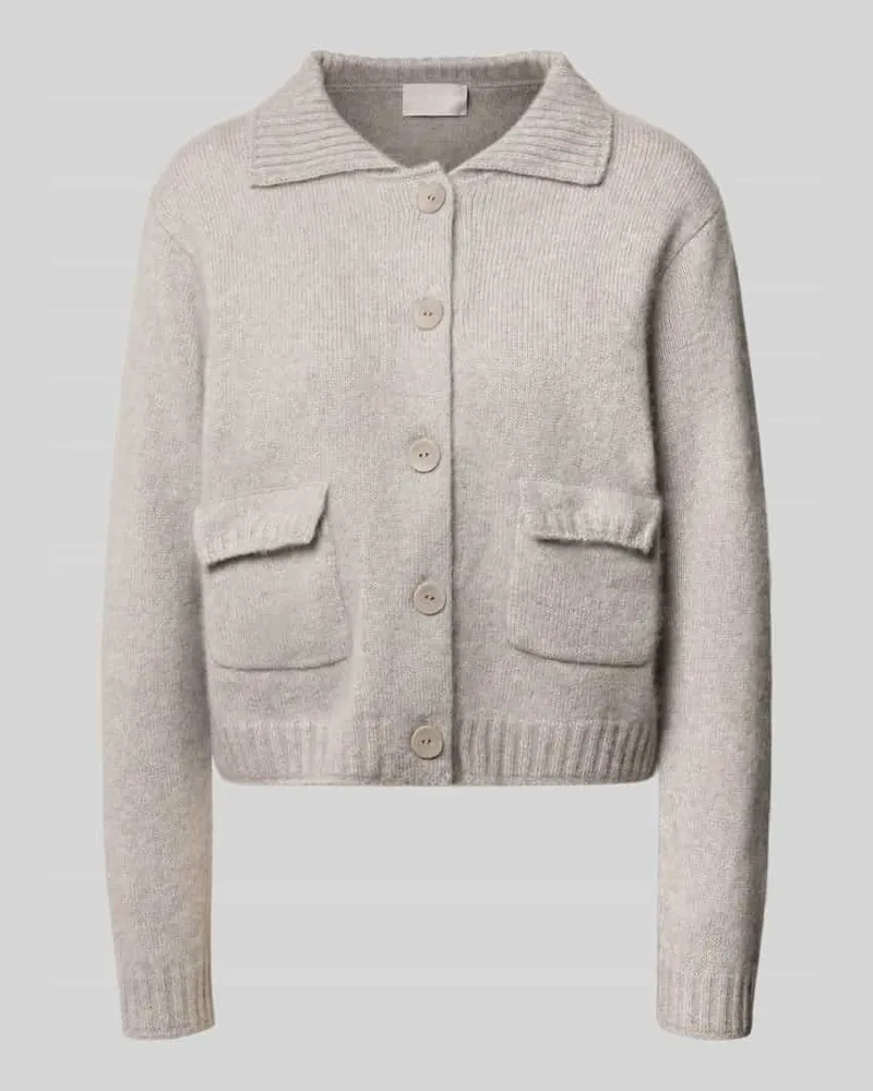 hemisphere Regular Fit Strickjacke aus Kaschmir-Mix mit Baumwoll-Anteil Hellgrau