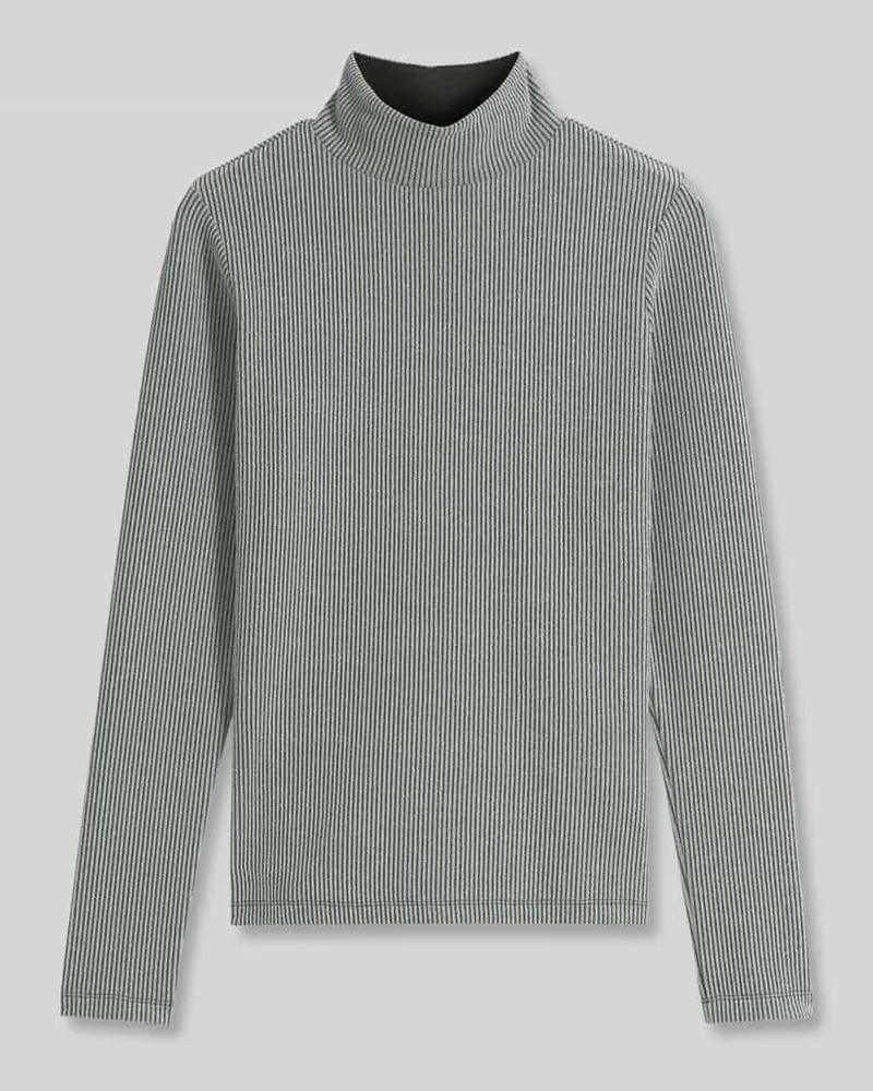 HUGO BOSS Langarmshirt mit schimmerndem Rippstrick-Design Silber