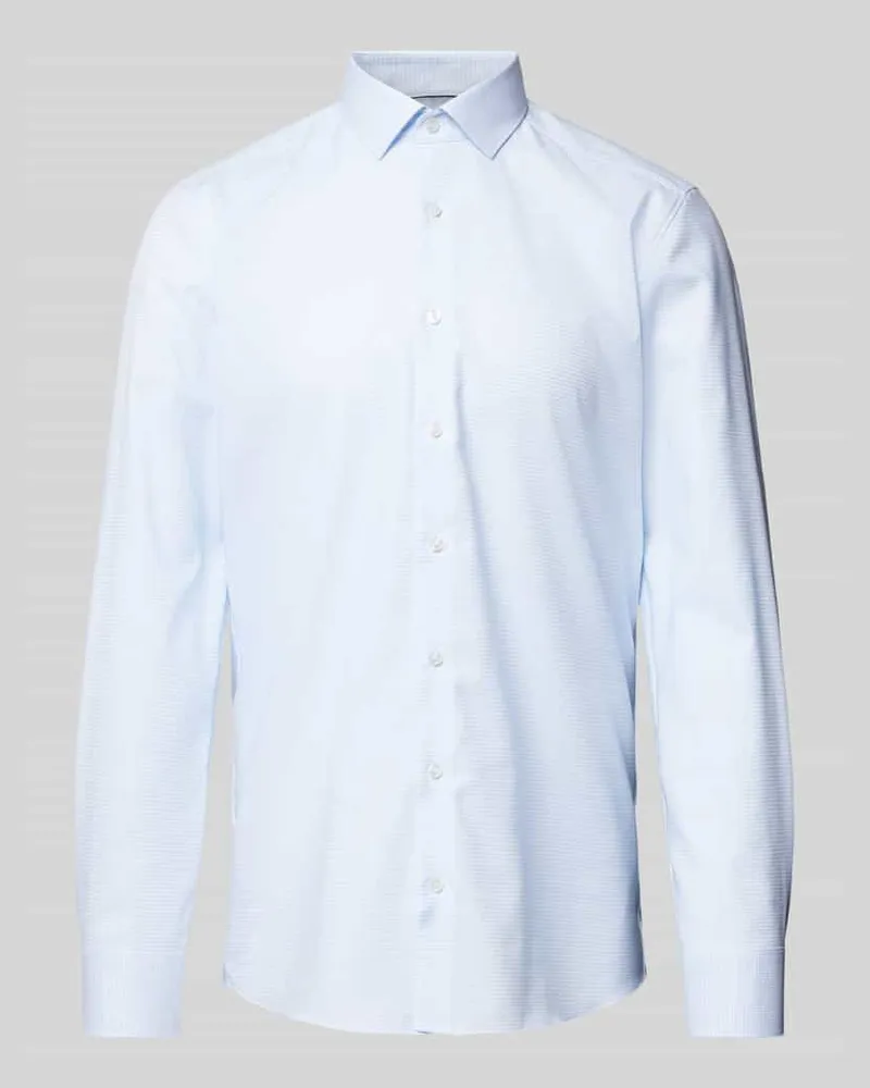Olymp Slim Fit Businesshemd mit Strukturmuster Bleu