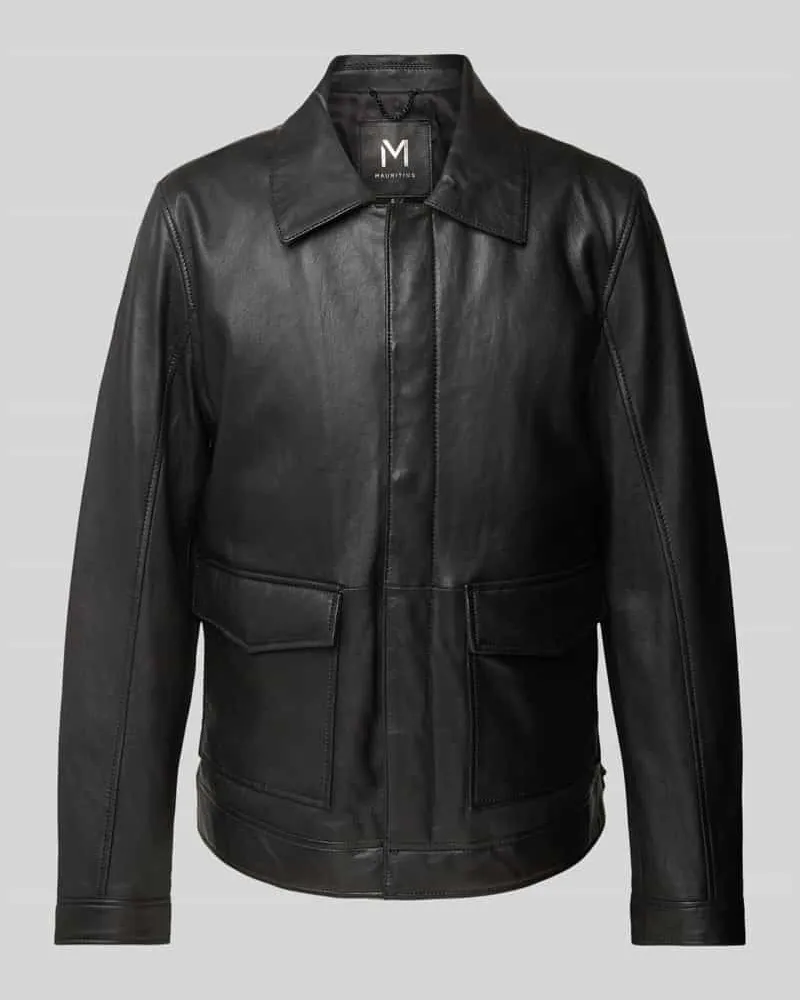 Mauritius Lederjacke mit Pattentaschen Modell 'Parvis Black