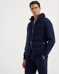 Brunello Cucinelli Daunenjacke aus Strick Blau