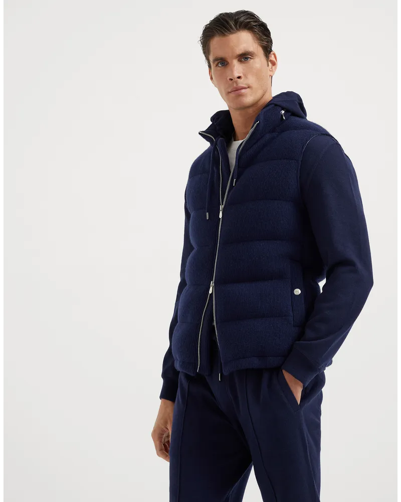 Brunello Cucinelli Daunenjacke aus Strick Blau