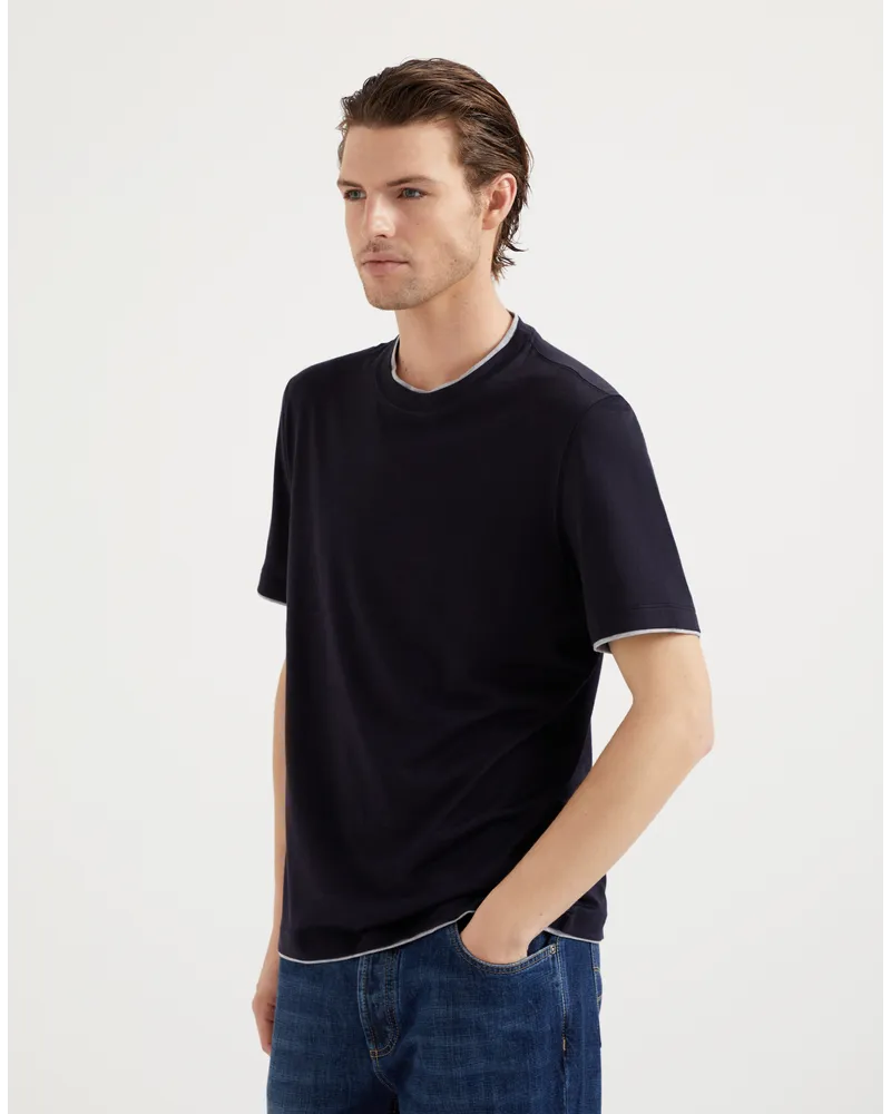 Brunello Cucinelli Kurzärmliges T-Shirt Blau