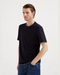 Brunello Cucinelli Kurzärmliges T-Shirt Blau