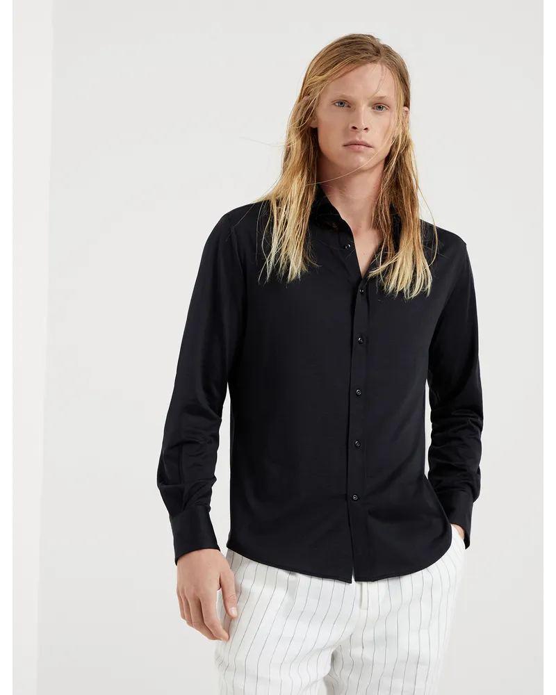 Brunello Cucinelli Jersey-Bluse Schwarz