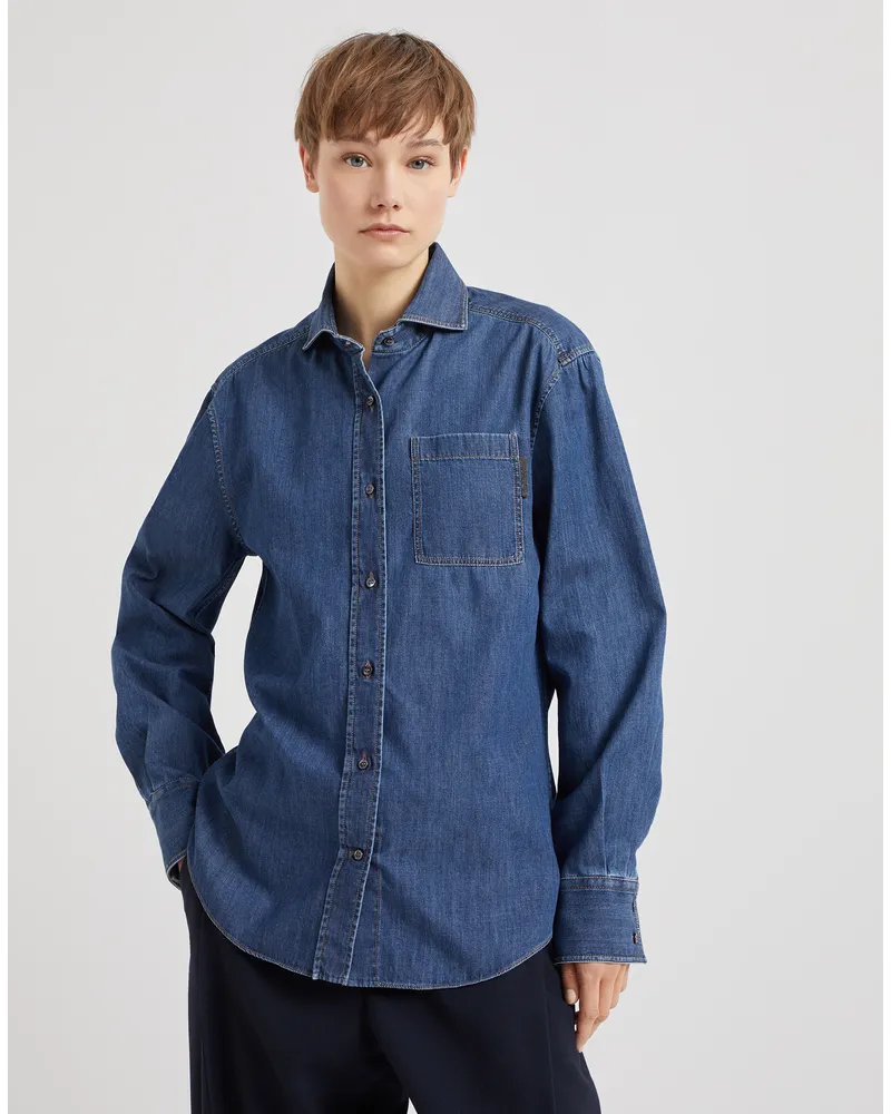 Brunello Cucinelli Denim-Bluse Blau