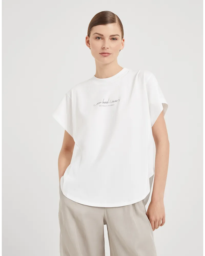 Brunello Cucinelli Kurzärmliges T-Shirt Weiß