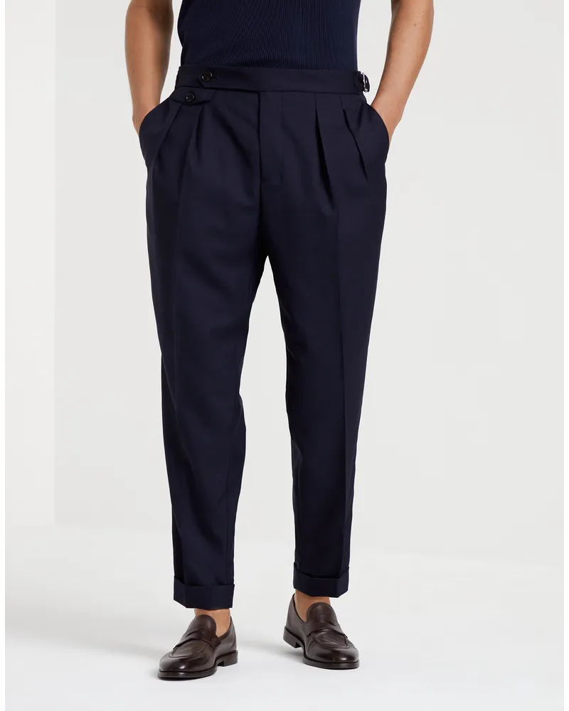 Brunello Cucinelli Bundfaltenhose Blau