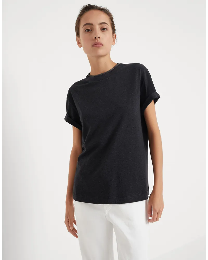 Brunello Cucinelli Kurzärmliges T-Shirt Grau