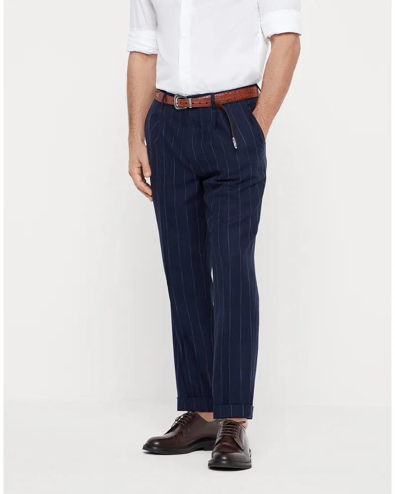 Brunello Cucinelli Bundfaltenhose Blau