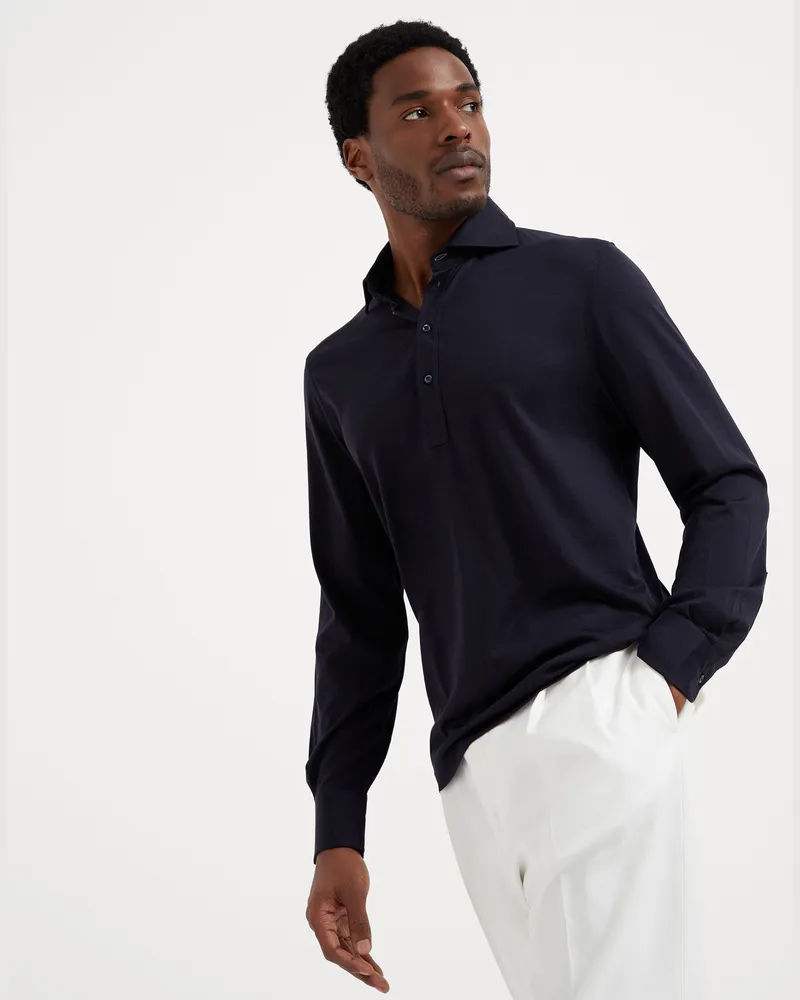 Brunello Cucinelli Poloshirt Blau