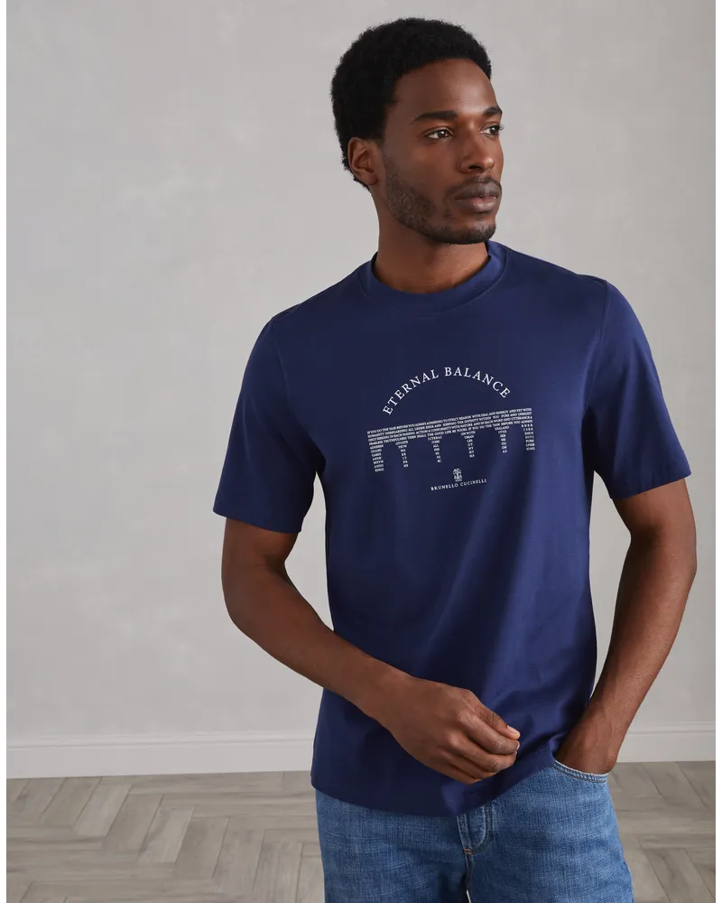 Brunello Cucinelli Kurzärmliges T-Shirt Blau