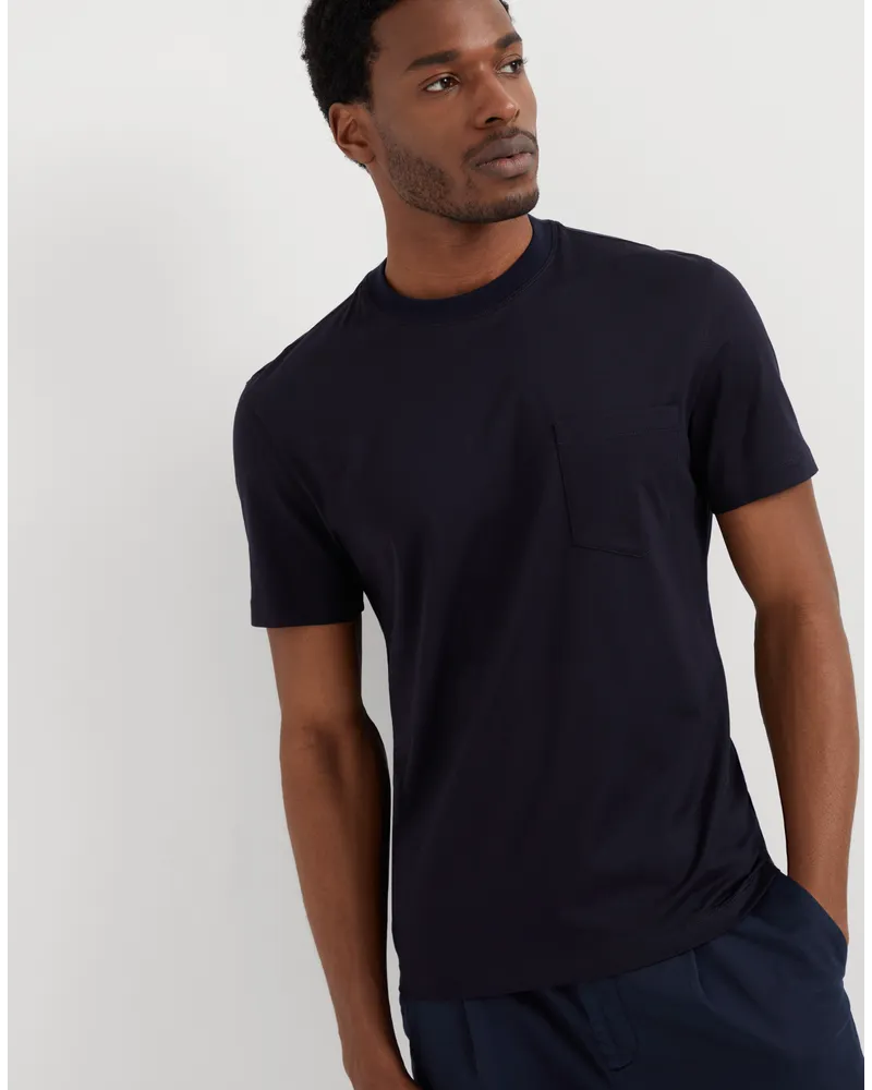 Brunello Cucinelli Kurzärmliges T-Shirt Blau