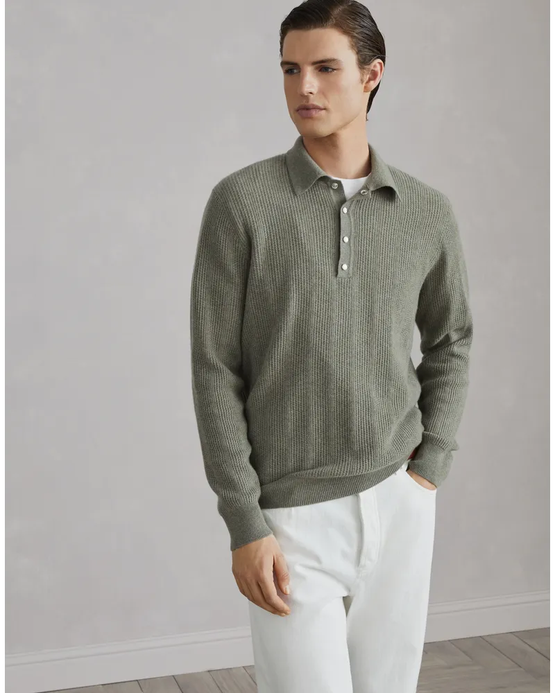 Brunello Cucinelli Pullover mit Polokragen Grün