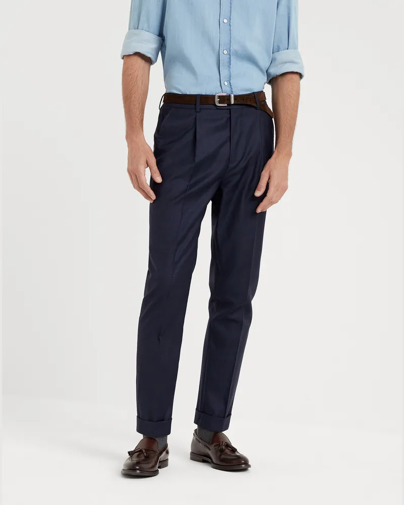 Brunello Cucinelli Bundfaltenhose Blau