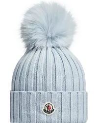 Moncler Mütze aus Wolle mit Bommel Blau