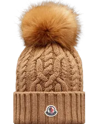 Moncler Mütze aus Wolle und Kaschmir mit Bommel Beige