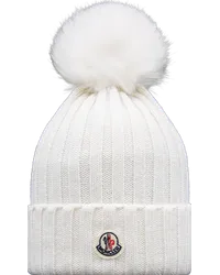 Moncler Mütze aus Wolle mit Bommel Weiss