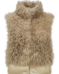 Moncler Ermione Shearling Daunenweste Braun