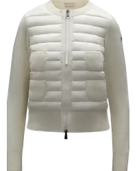 Moncler Gepolsterte Strickjacke aus Wolle mit Reißverschluss Weiss