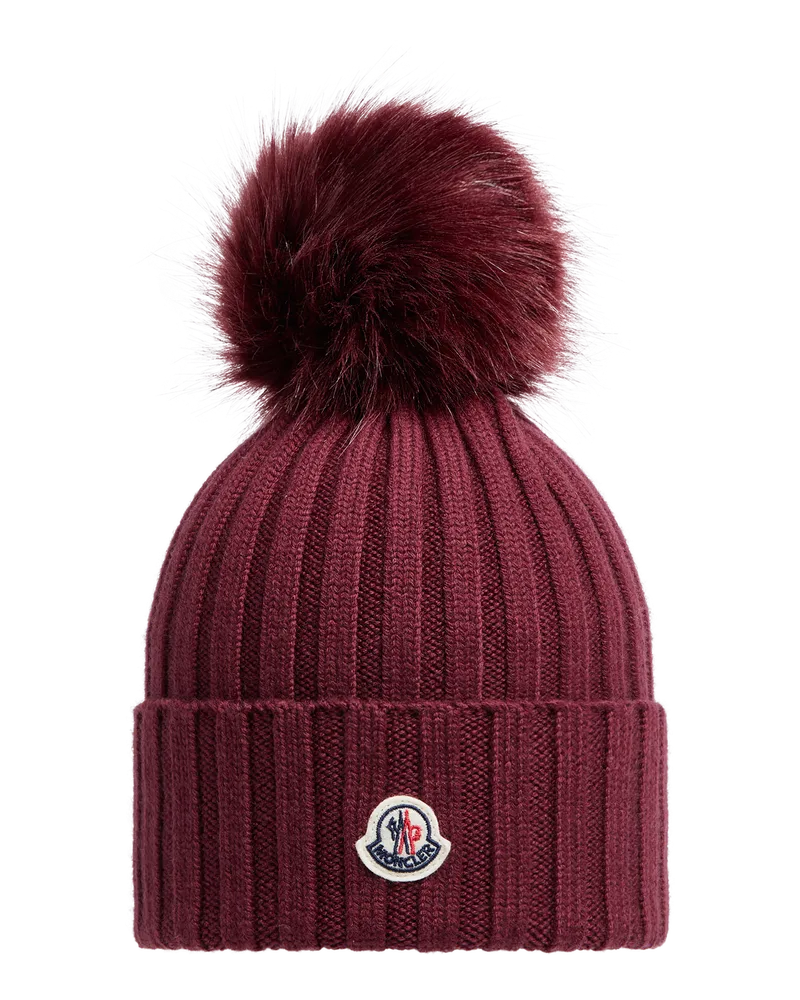 Moncler Mütze aus Wolle mit Bommel Rot