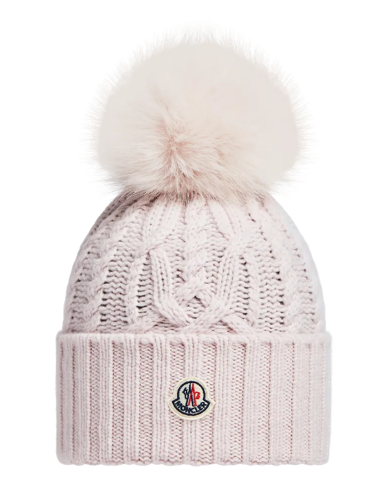 Moncler Mütze aus Wolle und Kaschmir mit Bommel Pink