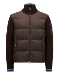 Moncler Gepolsterte Strickjacke aus Wolle mit Reißverschluss Braun