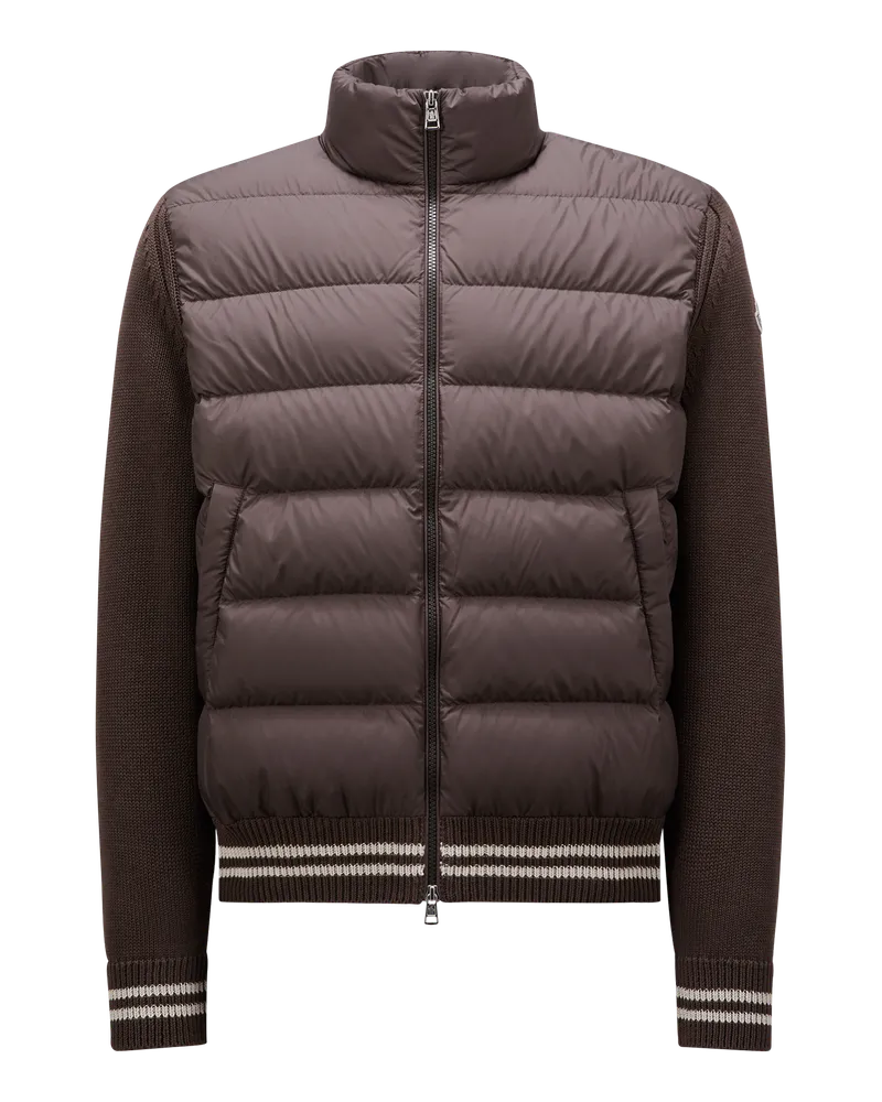 Moncler Wattierte Strickjacke aus Baumwolle Braun