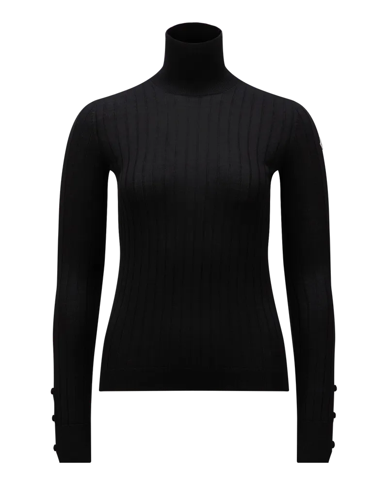 Moncler Rollkragenpullover aus Wolle und Kaschmir Schwarz