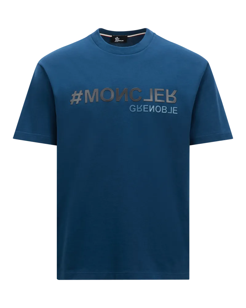 Moncler T-Shirt aus Baumwolle mit Logo Blau