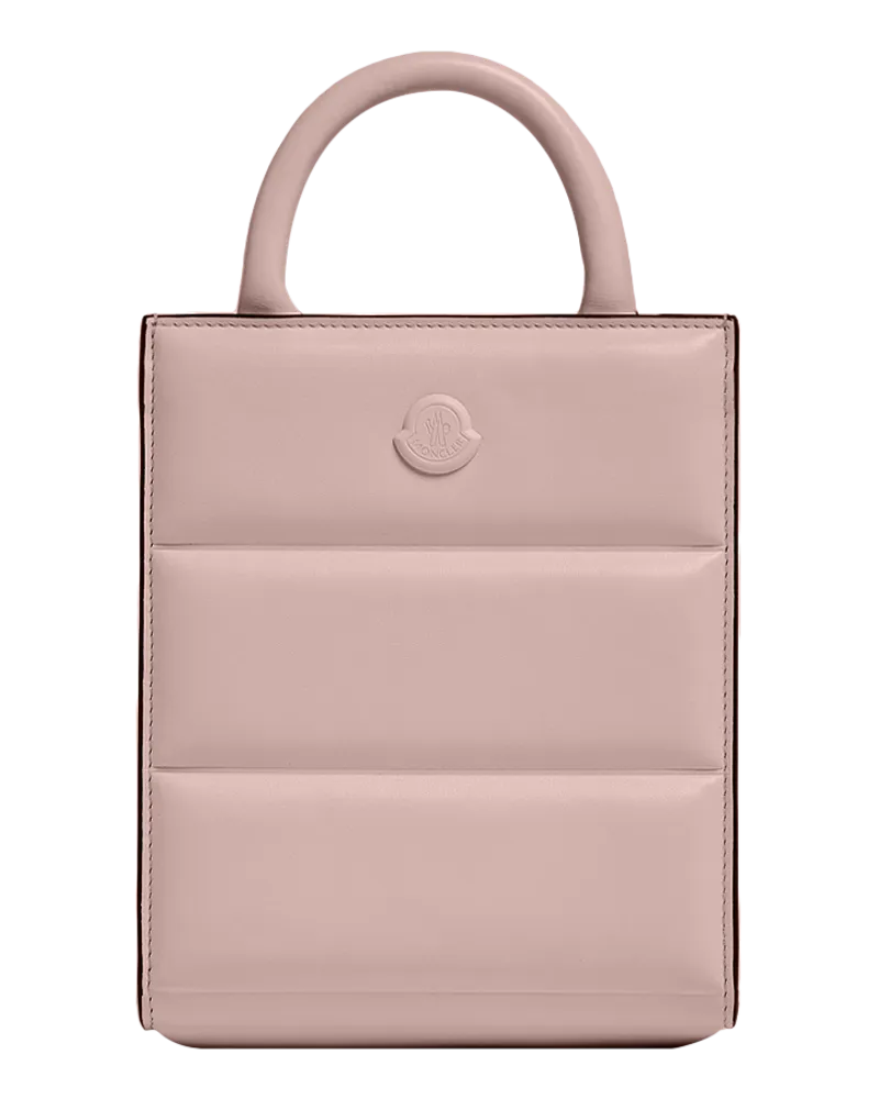 Moncler Doudoune Leder Mini Tote Tasche Pink