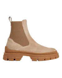 Moncler Hevea Chelsea Stiefel aus Wildleder Beige