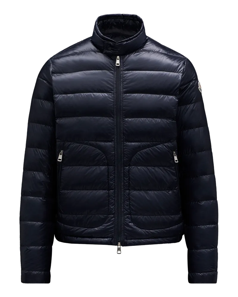 Moncler Acorus verstaubare kurze Daunenjacke Blau