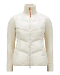 Moncler Gepolsterte Strickjacke aus Wolle mit Reißverschluss Weiss